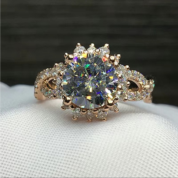 New Women’s Rose Gold Plated Diamond Ring - Picture 2 of 6